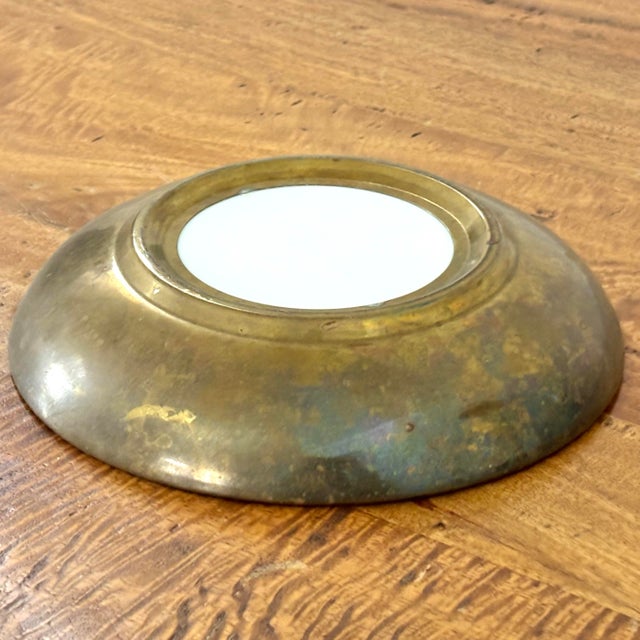 Mid 20th Century Mid 20th Century Clipper Ship Porcelain Plate Encased in Brass For Sale - Image 5 of 6