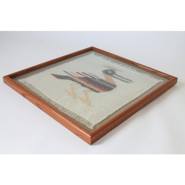 Vintage Framed Handwoven Bird Tapestry For Sale - Image 4 of 9