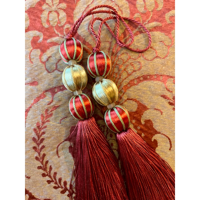 2010s Red Beaded Key Tassels - 7.5" - a Pair For Sale - Image 5 of 14
