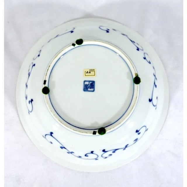 Vintage Japanese Blue and White Porcelain Dragon Bowl or Plate With Flowers For Sale In Tampa - Image 6 of 7