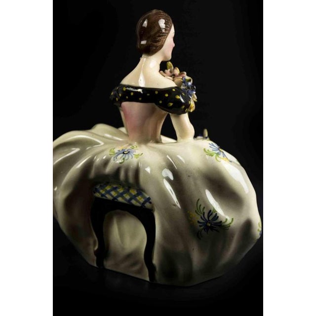 Ceramic Lady with Bouquets, France, Mid-20th Century For Sale - Image 3 of 7