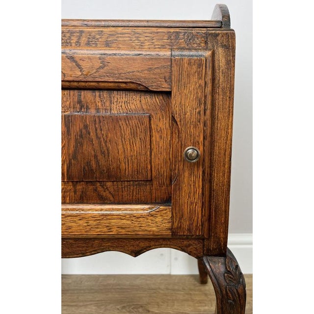 Vintage French Louis Style Oak Bedside Table For Sale - Image 5 of 10