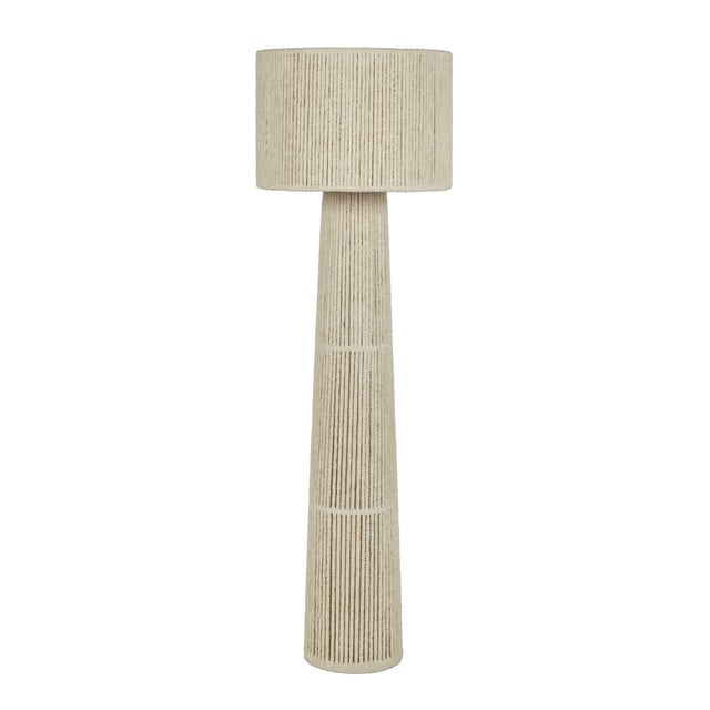 Metal Tapered Natural Chenille Fiber Floor Lamp For Sale - Image 7 of 7