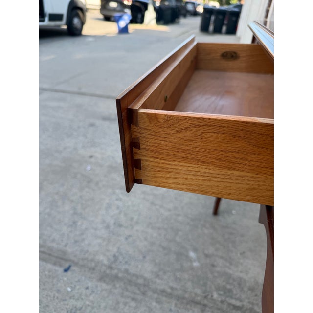Late 20th Century L. Hitchcock Federal Style Wood Console Table With Brass Gallery and Single Drawer For Sale - Image 11 of 12