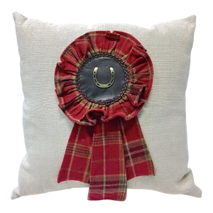 Vintage Equestrian Ribbon Style Pillow