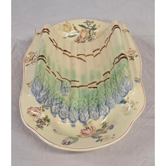Antique Circa 1900 French Longchamp Majolica Asparagus Serving Platter For Sale In Denver - Image 6 of 13