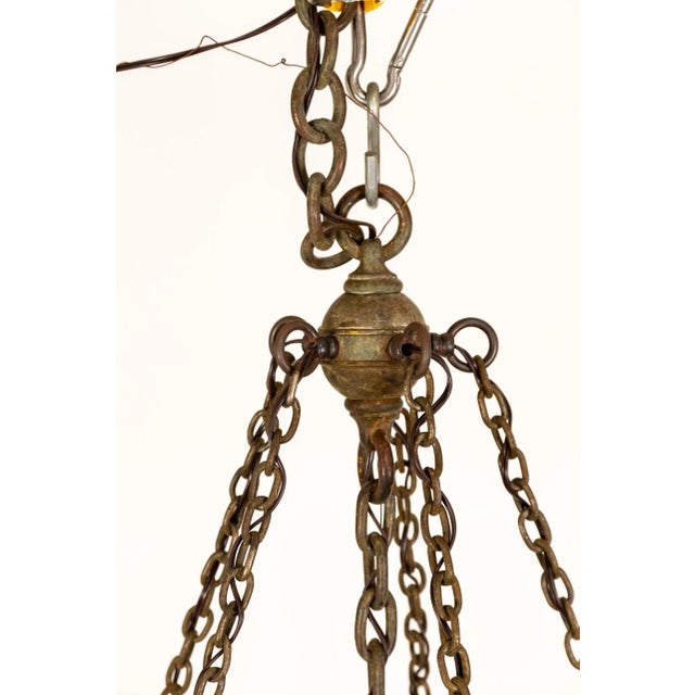 Brown Large Antique 11-Light Metal Star Chandelier For Sale - Image 8 of 12