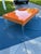 Mid-Century Modern Mid-Century Modern Style High-Gloss Orange Lacquered Wood and Lucite Greek Key Coffee Table by Julio Jimenez For Sale - Image 3 of 17