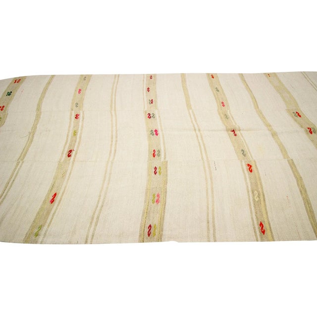 Mid 20th Century Vintage Striped Hemp Kilim Rug-6′3″ × 13′7″ For Sale - Image 4 of 7