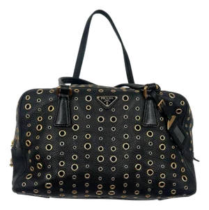 Prada Grommet Bauletto Bag Leather And Gold Tone