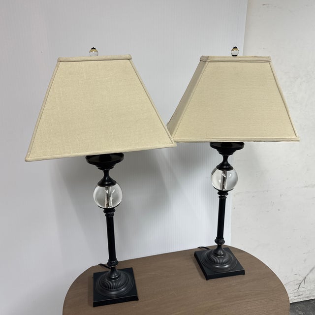 Restoration Hardware Restoration Hardware Crystal Ball Table Lamps, Pair For Sale - Image 4 of 12