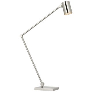 Kelly Wearstler by Visual Comfort Signature Precision Articulating Table Lamp in Polished Nickel with White Glass For Sale
