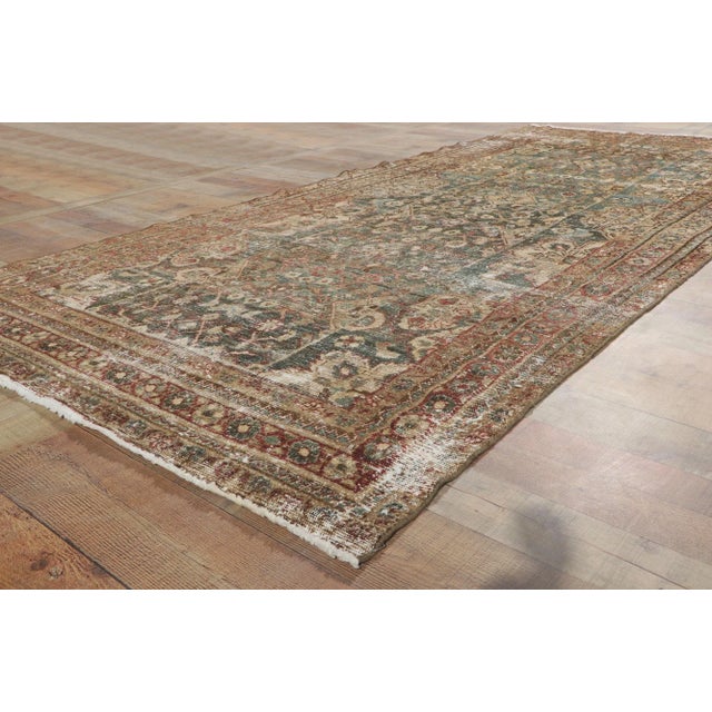 Verdigris Antique-Worn Persian Malayer Rug - 04'08 X 10'01 For Sale - Image 8 of 11