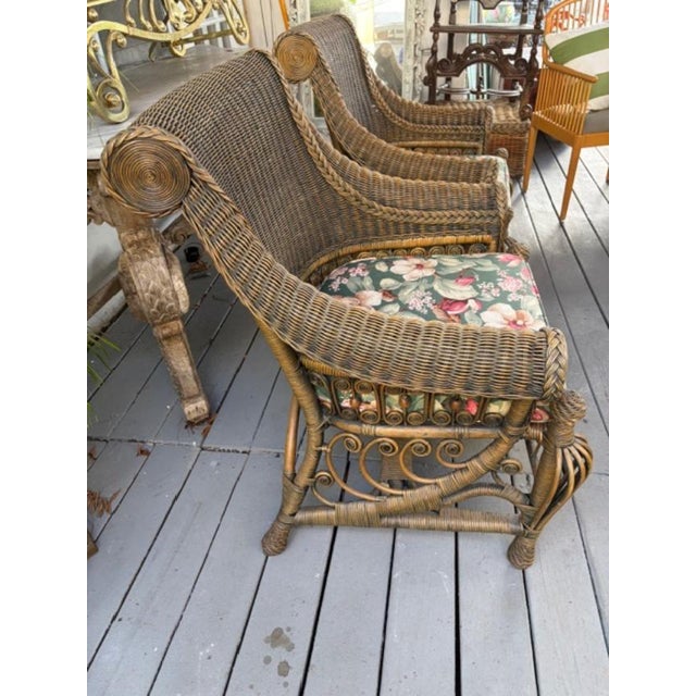 Traditional 1980s Custom Wicker Porch Chairs For Sale - Image 3 of 9