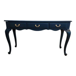 1980s Solid Wood Blue Sofa Table For Sale