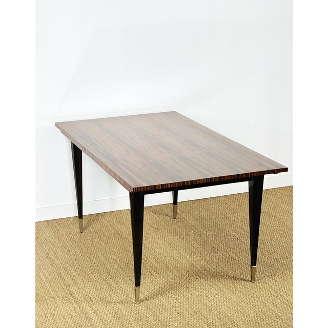Art Deco Modernist Zebrawood Dining Table, France, 1950s For Sale - Image 17 of 18