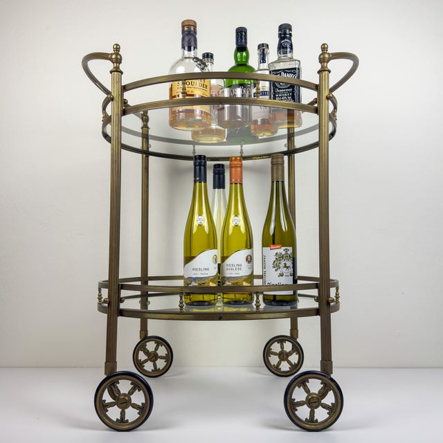 Vintage French Brass Bar Cart, 1950s For Sale - Image 13 of 18