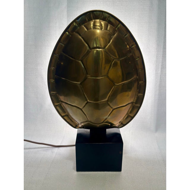 Mid-Century Modern 1970s Chapman Brass Faux Turtle Shell Wall Wash Lamp by Turtle and Crane - Mid Century Modern Styled After Karl Springer For Sale - Image 3 of 12
