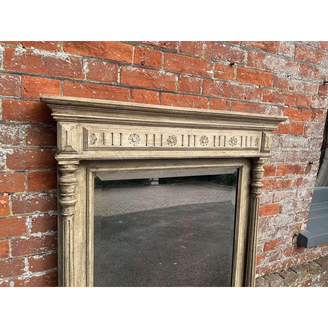 Large Antique French Carved Wood Painted Mirror For Sale - Image 4 of 7