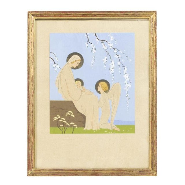 Giovanni Meschini, Our Lady with the Child Jesus and Angel, 1930, Engraving For Sale - Image 6 of 6