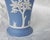 Vintage 1975 Wedgwood Blue Jasperware Small Flared Bud Vase - "Venus & Cupid" For Sale - Image 9 of 13