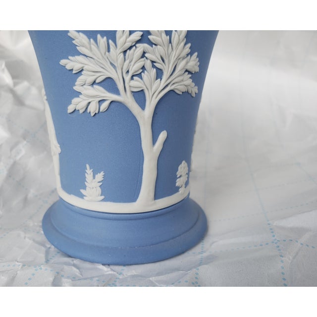Vintage Wedgwood Blue Jasperware Bud Vase - "Venus & Cupid" For Sale - Image 9 of 13