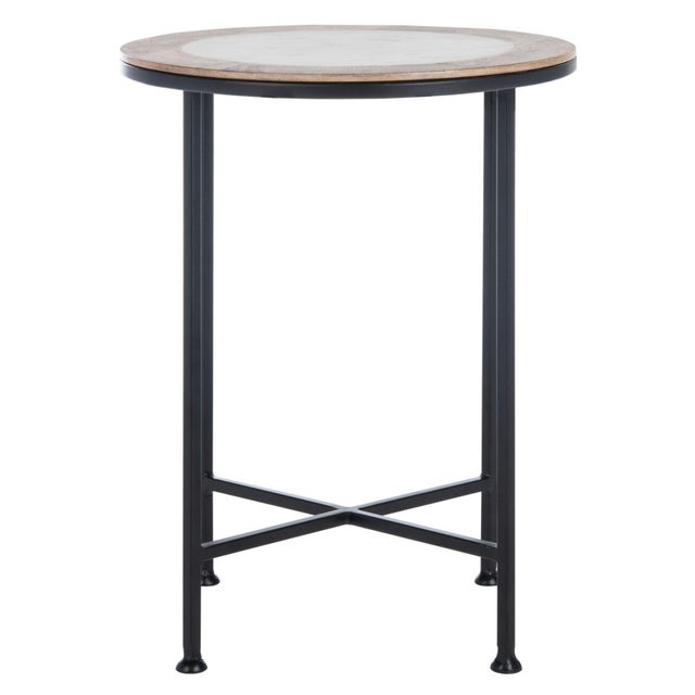 Wood Lumi Agate Accent Table in White / Black For Sale - Image 7 of 7