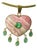 Large Rhodochrosite Heart Pendant With Emeralds & 14k Gold For Sale