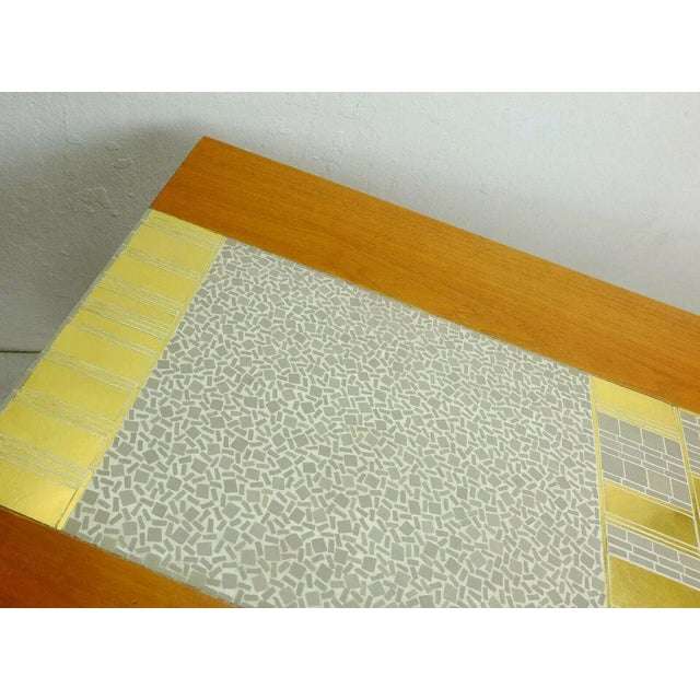 Gray and Gold Mosaic & Walnut Coffee Table with Chrome Frame by Berthold Müller, 1960s For Sale - Image 6 of 11