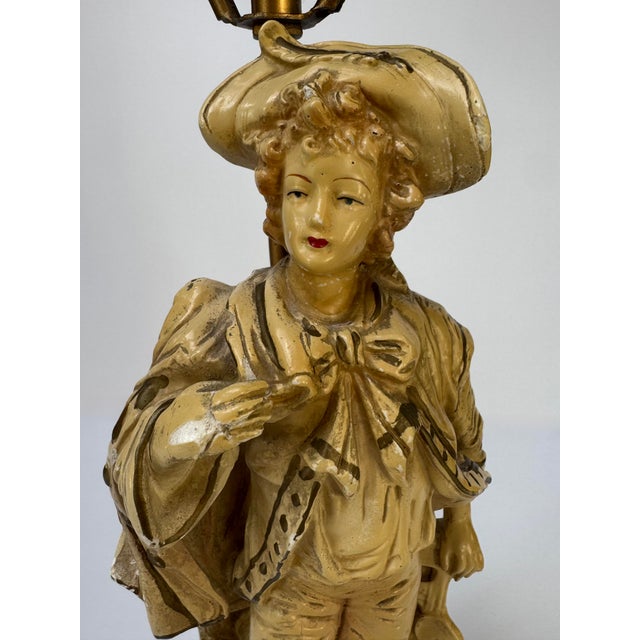Metal Vintage Claridge Shops Chalkware Gentleman Figural Table Lamp For Sale - Image 7 of 18