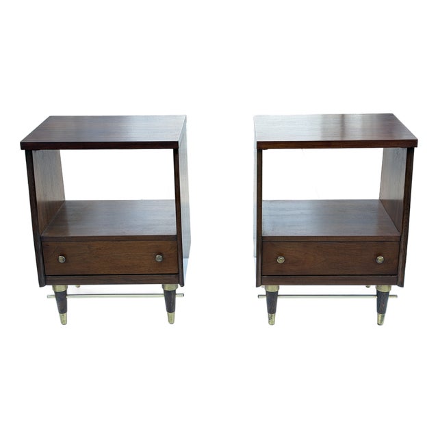 A Pair of Classic Mid Century Night Stands Open Backs Walnut Ca' 1960's For Sale