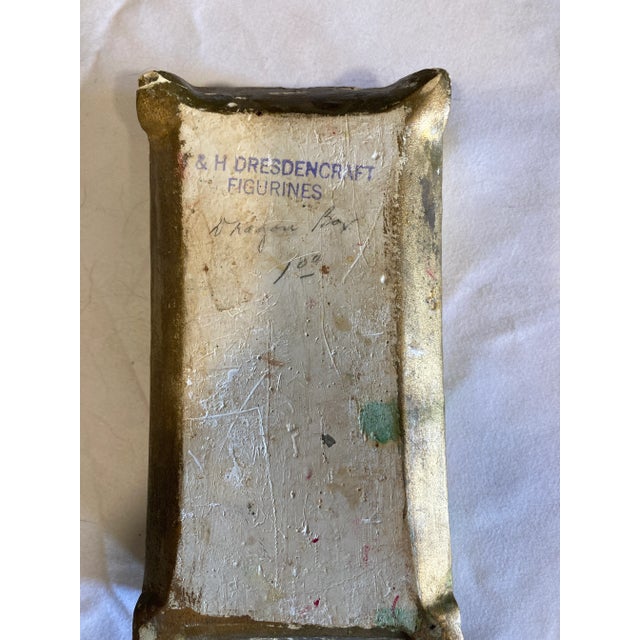 Yellow Vintage Dresdencraft Dragon Ceramic Box For Sale - Image 8 of 9