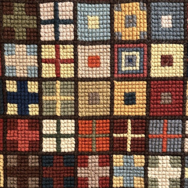 Textile Swedish Wall Tapestry with Geometric Wool Embroidery, 1960s For Sale - Image 7 of 10