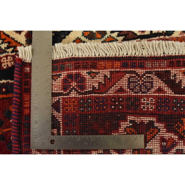 Shiraz Rug 3’4” X 5’7” Red Wool Vintage Tribal Hand-Knotted Oriental Carpet For Sale - Image 13 of 13