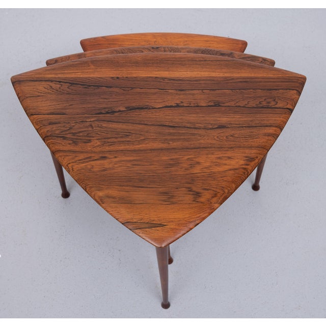 Triangle Nesting Tables by Poul Thorsbjerg Jensen for Selig, 1950s, Set of 3 For Sale - Image 13 of 18