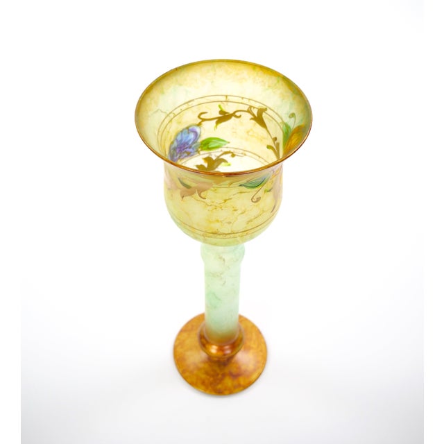 Late 20th Century Pair of Mid-Century Modern Italian Venetian Art Glass Gilt & Painted Candlestick For Sale - Image 5 of 13