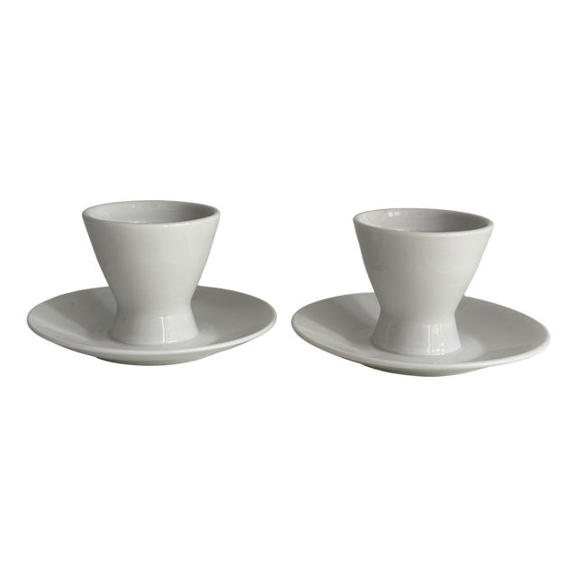 White Form 2000 Egg Cup by Raymond Loewy for Rosenthal, Germany, 1950s Set of 2 For Sale