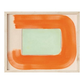 Colorful Abstract Modern Art Print, 'Celery/Orange', 16 X 20 Print in Wood Frame For Sale