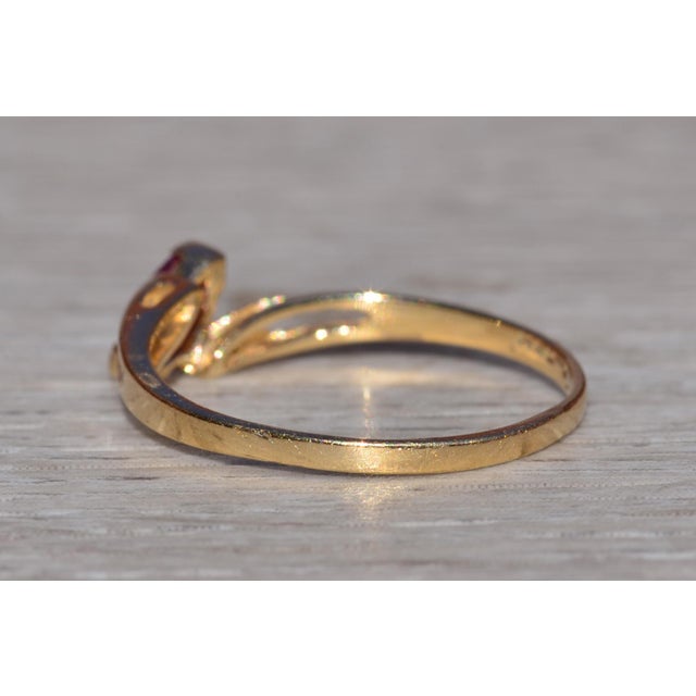 2000 - 2009 The Waubuno: Ladies 14K Yellow Gold Ruby Bypass Style Ring For Sale - Image 5 of 10