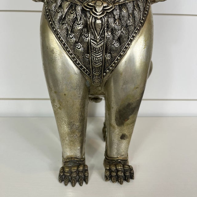 Vintage Mid Century Foo Dog Sculpture Singha Guardian Lion For Sale - Image 4 of 7