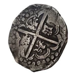 Spanish 8 Reales Silver Cob Coin -17th Century Shipwreck