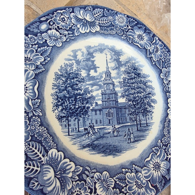 Ceramic 1940s Liberty Blue Staffordshire Ironstone Plates Set of 10 For Sale - Image 7 of 8