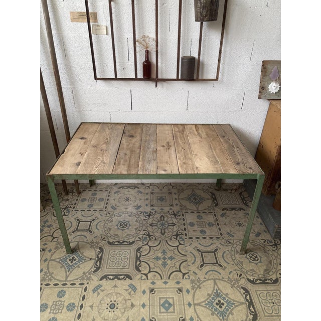 Metal and Wood Dining Table, 1950s For Sale - Image 11 of 11