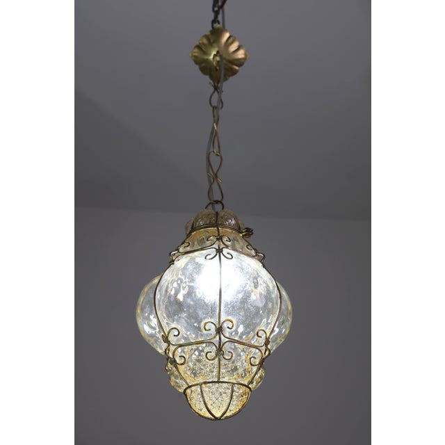1950s Wonderful Amber Vintage Venetian Lantern, Seguso Murano Glass For Sale - Image 13 of 14