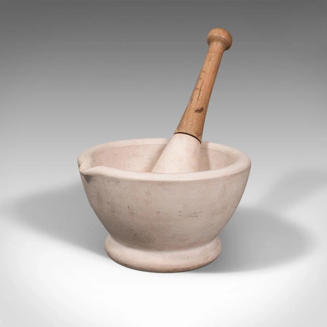 1900s Antique Victorian English Ceramic Mortar and Pestle For Sale - Image 12 of 12