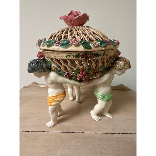 Vintage Italian Cupid Basket Weave Bowl For Sale - Image 10 of 11