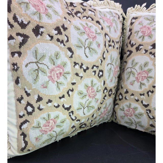 Artisanal Floral Needlepoint Accent Pillows With Ornate Tassels-Set of 2 For Sale In Philadelphia - Image 6 of 18