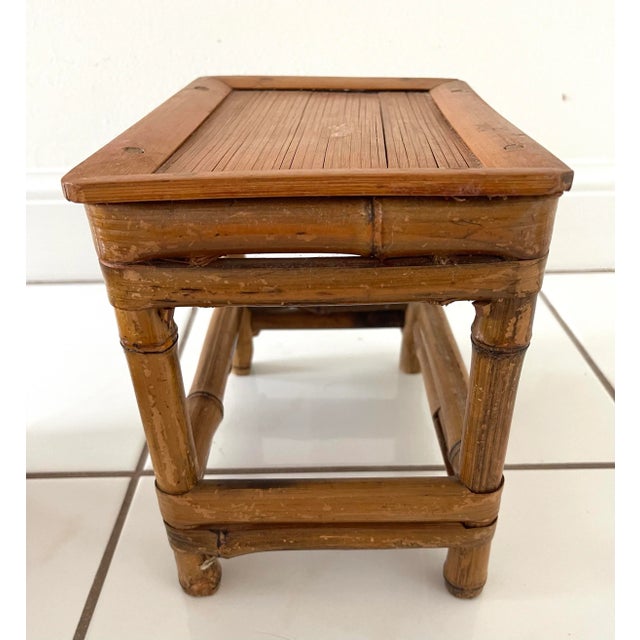 English Rattan Bamboo Rectangular Shaped Table Riser Plant Stand For Sale - Image 3 of 7