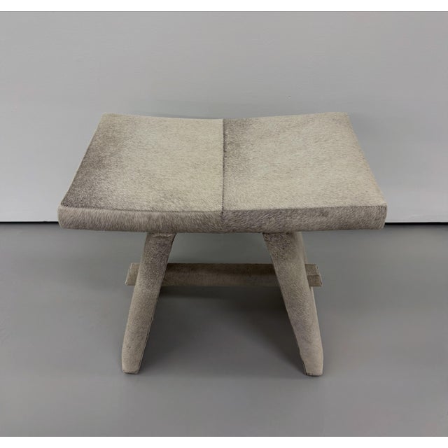 Late 20th Century Contemporary Cowhide Low Stool For Sale - Image 4 of 8