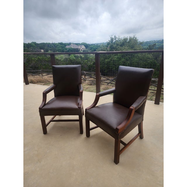 Pair of Classic Leather Armchairs For Sale - Image 9 of 9